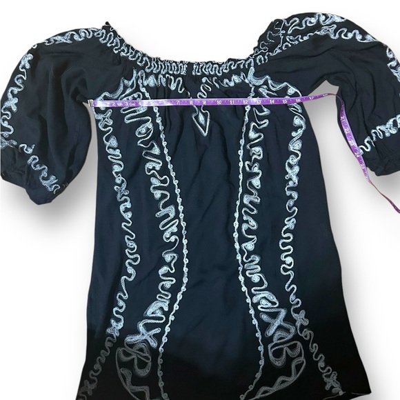 Poupette St. Barth Beach Cover up Black White Embroidered Size Small Boho - Picture 2 of 7